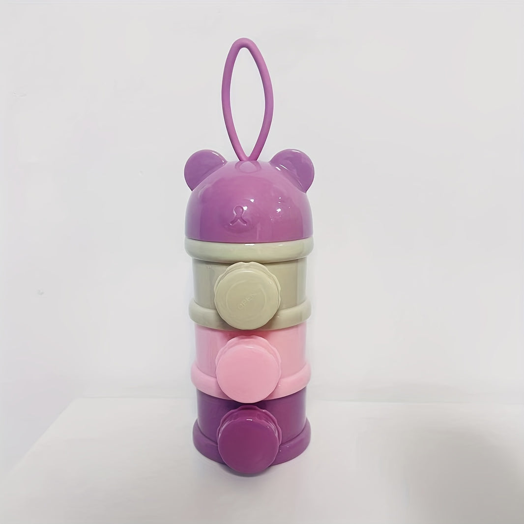 Portable 3-Layer & 4-Layer Baby Formula Dispenser – Cute Bear Snack Storage Container for Travel & Home
