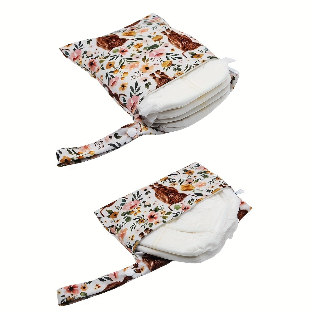 2pcs Soft Cute Cow Print Wet Bags - Reusable Diaper Bags, Perfect for Christmas, Halloween, and Thanksgiving Gifts - Kidzy Market