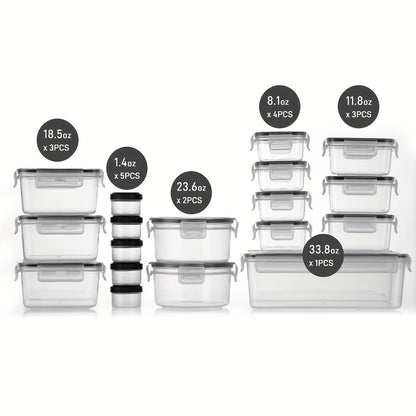 18-Pack Food Storage Containers with Airtight Lids – Leak-Proof Plastic Containers for Kitchen Organization, Meal Prep, and Lunch Storage