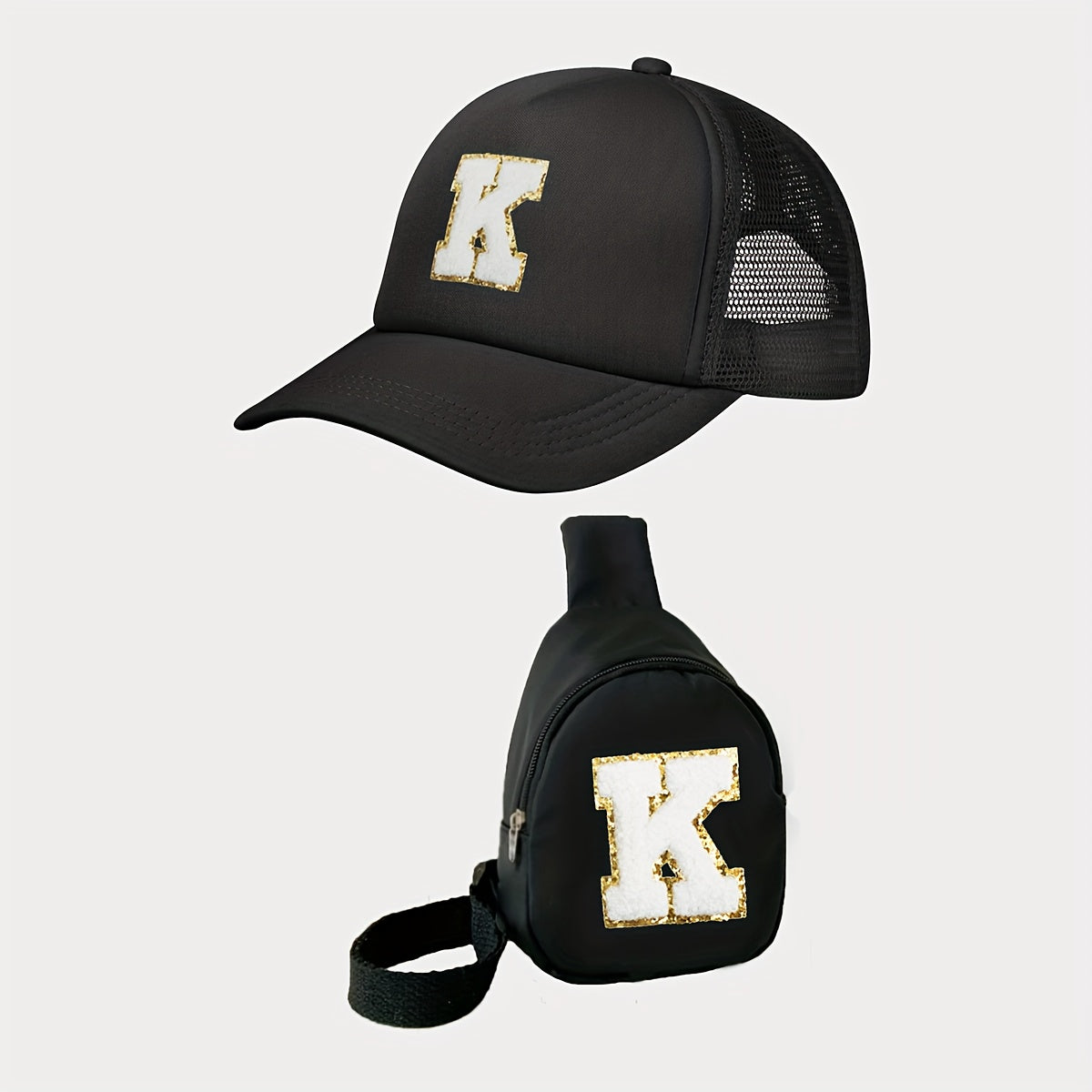 Kids Alphabet Baseball Cap & Shoulder Bag Set – Trendy & Breathable Polyester, Adjustable Buckle Closure, Perfect for All Seasons & Casual Wear, Ideal Gift for Boys & Girls (Ages 3-14) - Kidzy Market