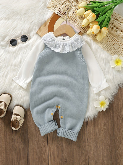 Baby Girl Knitted Bodysuit – Baby Love Jacquard Design (Soft & Comfortable, Indoor & Outdoor Wear)