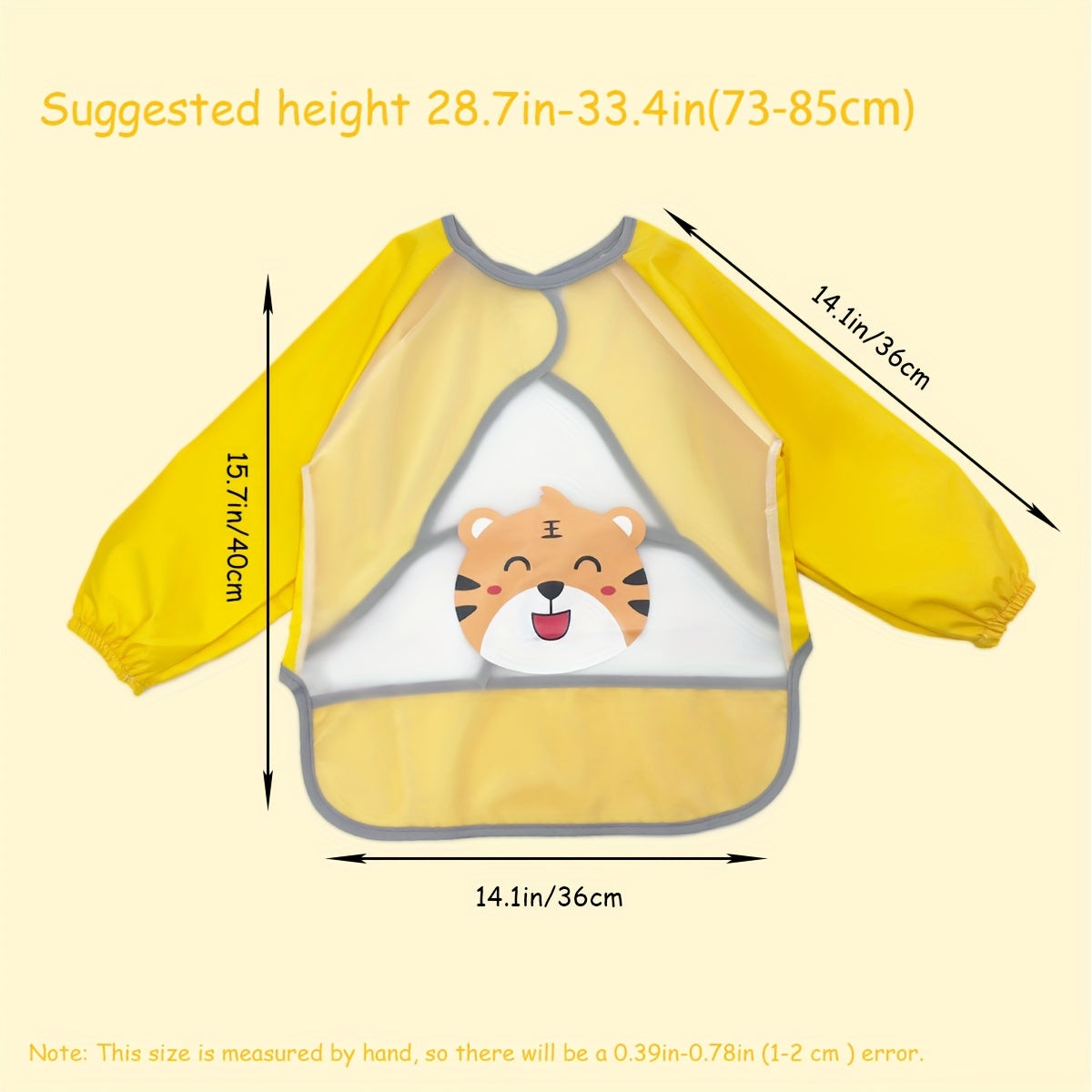 Cute Happy Tiger Waterproof Long-Sleeve Bib – Soft & Stain-Resistant Feeding Smock for Infants - Kidzy Market