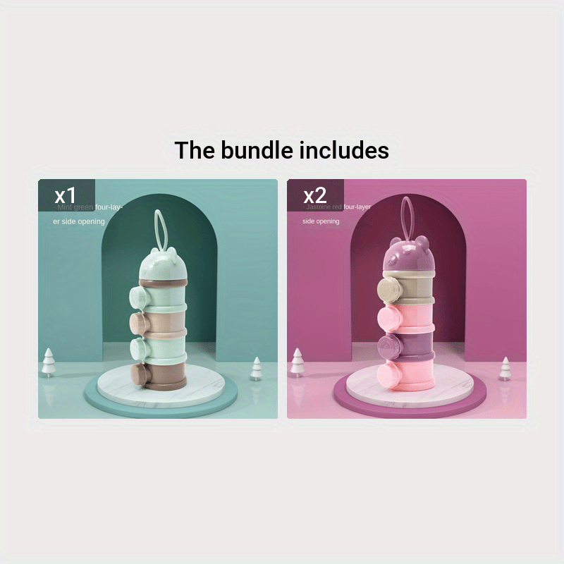 Sonkpuel 3/4pcs Reusable Baby Formula Milk Storage Containers – Portable Round Snack Boxes for Infants & Toddlers, Hand Washable Food Dispenser