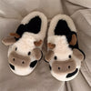 Cute Cartoon Cow Plush Slippers — Unisex Indoor Half Slippers with TPR Sole & Fabric Lining