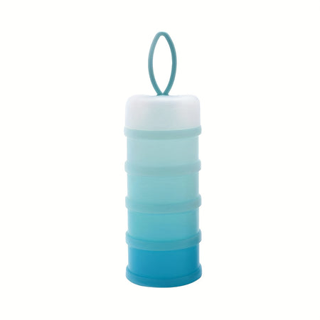 1pc Stackable 4-Layer Milk Powder Container – 480ml Portable Polypropylene Baby Formula Dispenser, Multi-Purpose Snack Storage Box for Infants & Toddlers – Bright Pink & Blue