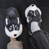 Husky Plush Slippers – Cute Brown & White Unisex Slip-On House Slippers, Warm Cozy Round-Toe Fabric Slippers for Fall & Winter