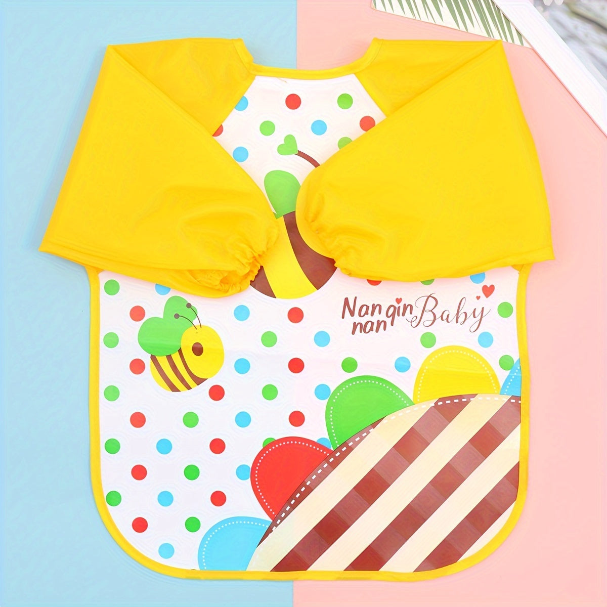 Waterproof Long-Sleeve Baby Bib – Reversible Cartoon Feeding Smock for Toddlers & Kids - Kidzy Market