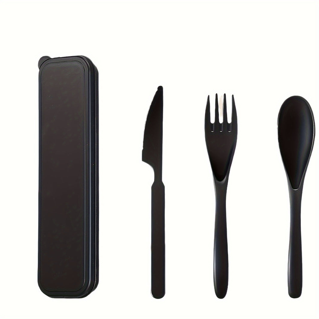 3-Piece Plastic Flatware Set with Travel Case – Portable Knife, Fork & Spoon Combo for Picnic, Outdoor & Home Use