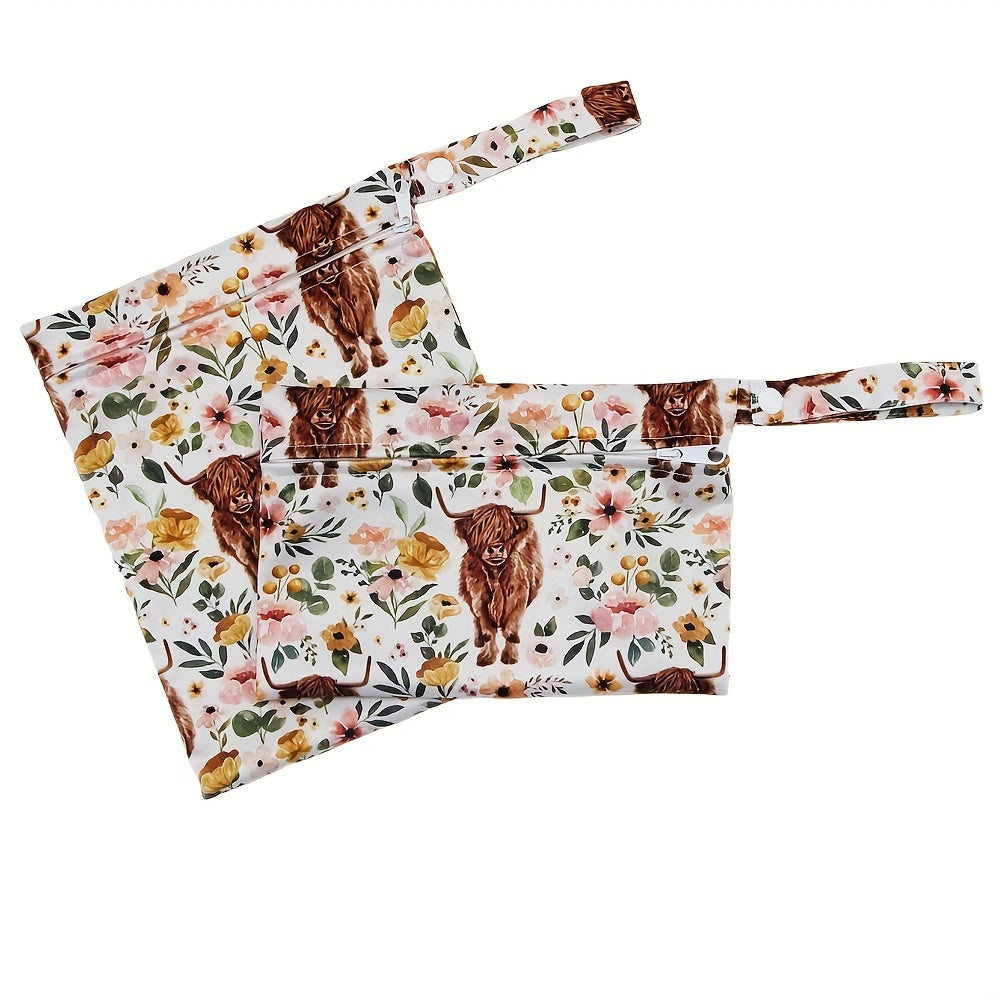 2pcs Soft Cute Cow Print Wet Bags - Reusable Diaper Bags, Perfect for Christmas, Halloween, and Thanksgiving Gifts - Kidzy Market