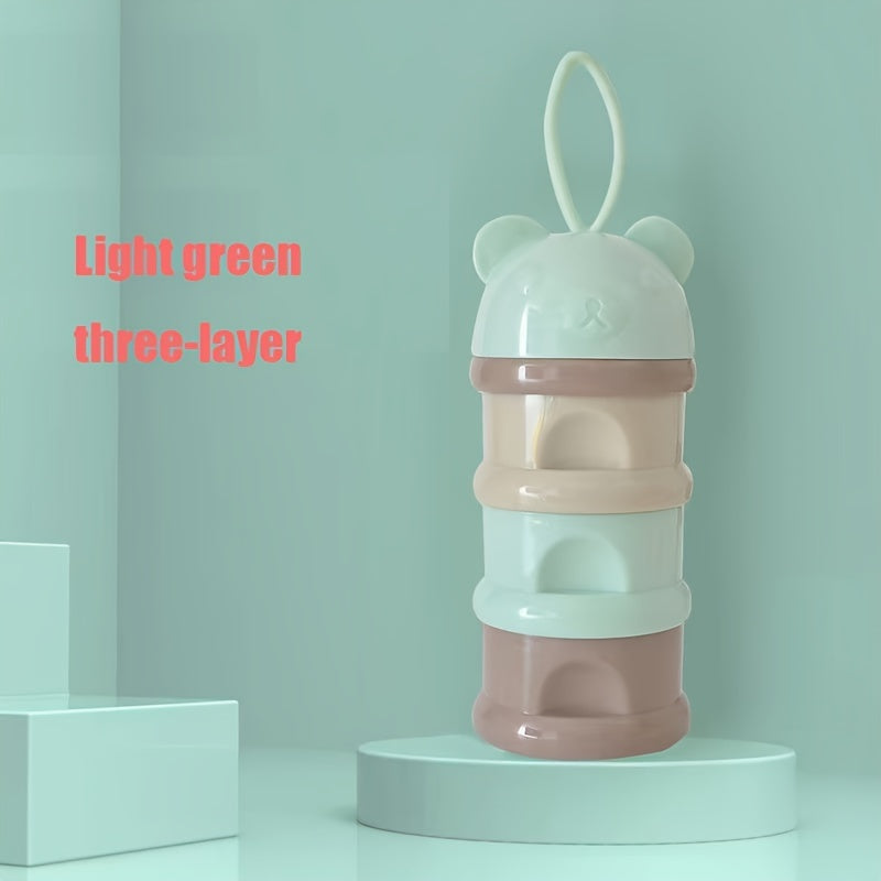 Portable 3-Layer & 4-Layer Baby Formula Dispenser – Cute Bear Snack Storage Container for Travel & Home