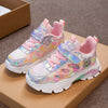 Girls Mesh Sequin Gradient Sneakers – Lightweight Breathable Outdoor Casual Shoes with Hook-and-Loop Closure