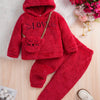 3 Pcs LOVE Embroidered Teddy Long Sleeve Top, Pants & Bag Set – Cozy Winter/Fall Outfit for Girls, Perfect for Casual Outings - Kidzy Market