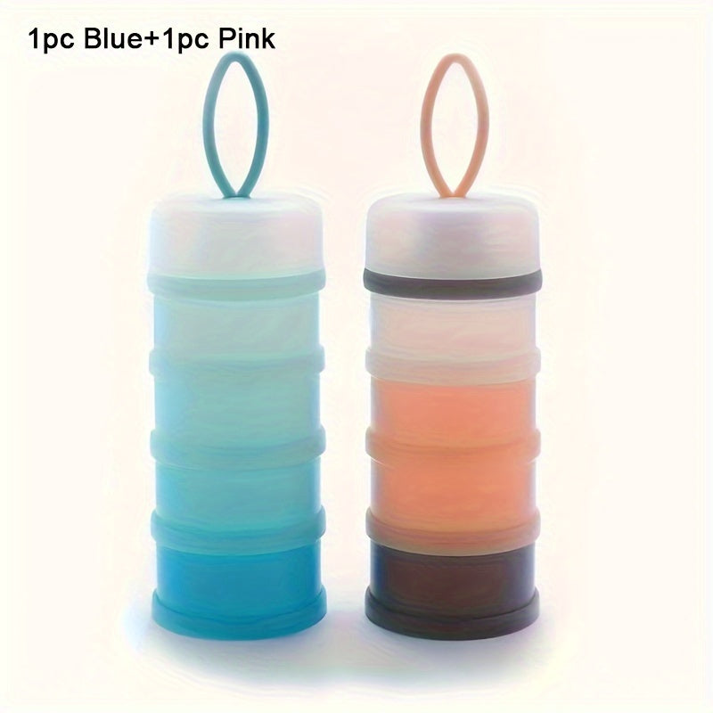 2-Pack Stackable Baby Formula Dispenser – 4-Layer Portable Milk Powder & Snack Storage Container – Non-Spill Travel Food Box for Baby Feeding, Outdoor & Camping