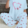 2-Piece Women's Summer Pajama Set — Short-Sleeve Crew Neck Heart Print Loungewear | Plus Size & Maternity