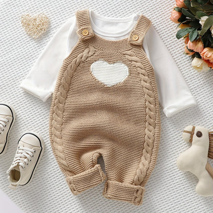 Baby Girl Knitted Bodysuit – Baby Love Jacquard Design (Soft & Comfortable, Indoor & Outdoor Wear)