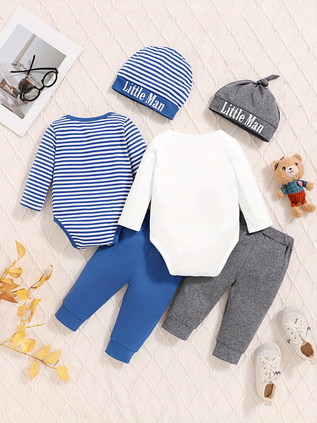 6-Piece Baby Boy Outfit Set – Striped & Letter Print Casual Clothes for Spring & Summer | Outdoor Toddler Clothing