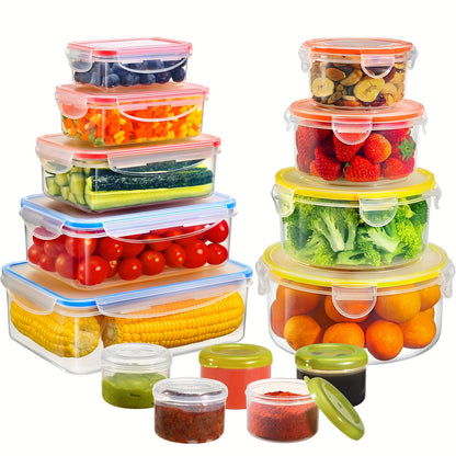 16-50PCS Food Storage Containers Set - BPA-Free Plastic Containers with Lids, Labels & Marker - Stackable, Leak-Proof, Reusable Kitchen Organizers for Meal Prep & Pantry Storage