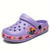 Kids Cartoon Excavator Clogs - Navy Blue EVA Slip-On Sandals for Beach & Everyday Wear
