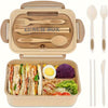 1 Set 40.58 Oz Leak-Proof Lunch Box with Utensils – 3-Compartment BPA-Free Meal Container with Knife, Fork & Chopsticks, Microwave Safe, Perfect for School & Work