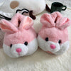 Cozy Bunny Plush Slippers — Gray Rabbit Indoor/Outdoor Flannel Slippers with Floppy Ears & Pink Lining, Soft Insole, Rubber Sole, Gift