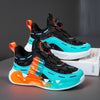 Boys' Colorful Mid-Top Athletic Sneakers – Rotary Buckle Closure, Breathable Microfiber & Mesh Upper, Non-Slip EVA Sole, Lightweight All-Season Shoes
