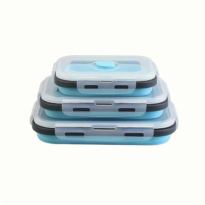 3/4 Pack Foldable Silicone Food Containers – BPA-Free Bento Boxes for Meal Prep – Leak-Proof, Microwave & Refrigerator Safe Storage Solution