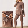 Women's Maternity Sportswear Set - Long-Sleeve Top & Maternity Pants, Stretchy 95% Polyester/5% Elastane, Machine Washable, Casual Activewear for Spring/Fall