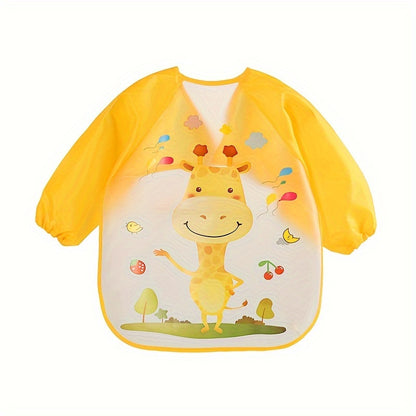Waterproof Long-Sleeve Baby Smock – Reversible Cartoon Feeding Bib Apron for Toddlers & Kids - Kidzy Market