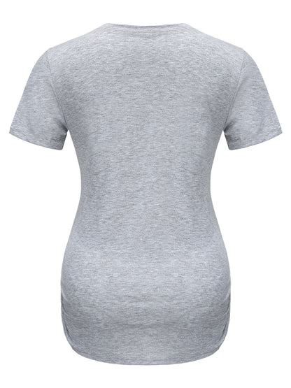 Maternity Casual Cartoon Cute Footprint Print Short Sleeve Slim Fit T-shirt For Summer Pregnancy Gift