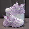 Kids Breathable Mesh Sneakers with Hearts & Stars - Hook-and-Loop Soft PU Sole Casual Shoes for Boys & Girls, Purple/White, All-Season