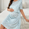Comfortable Maternity Nursing Nightgown – Butterfly Leaf Print Stretch Nightdress for Pregnant Women