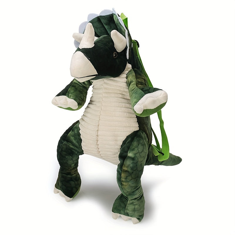 Youngsters’ Dinosaur Backpack – Adorable T-Rex & Triceratops Plush Designs, Lightweight Corduroy with Adjustable Straps, Zip Closure, and Nylon Lining – Ideal for Parties and Everyday Fun - Kidzy Market