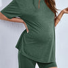Women's Maternity Pajama Set – 2-Piece Short-Sleeve Top & Fitted Shorts, Soft Rayon-Blend Sleepwear