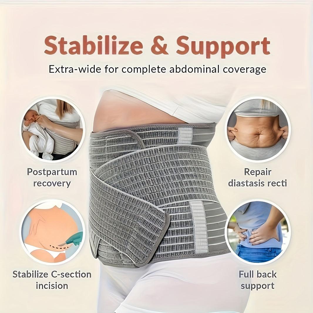 Bamboo Fiber Postpartum Belly Band, C-Section Recovery Belt, Post Surgery Abdominal Binder, Adjustable Waist/Pelvis Stomach Support Wrap