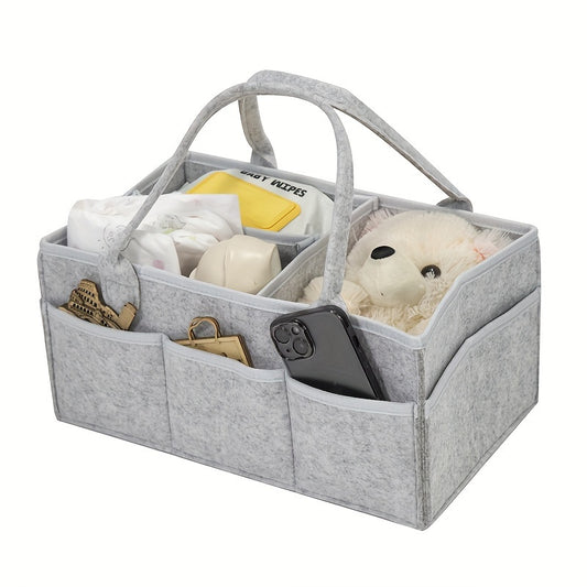 Grey Felt Cloth Mommy Basket Diaper Bag – Stylish & Spacious Diaper Storage Organizer, Ideal for Baby Essentials, Perfect Gift for Halloween & Christmas - Kidzy Market