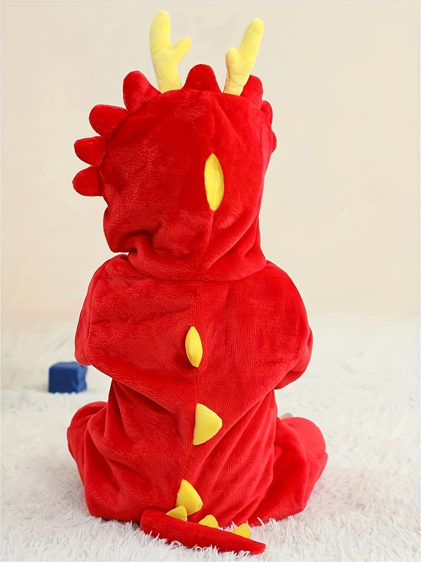 Toddler Red Dragon Animal Romper Pajama – Hooded Long Sleeve Sleepwear (100% Polyester, Flame Resistant, Spring/Fall, Boys & Girls)