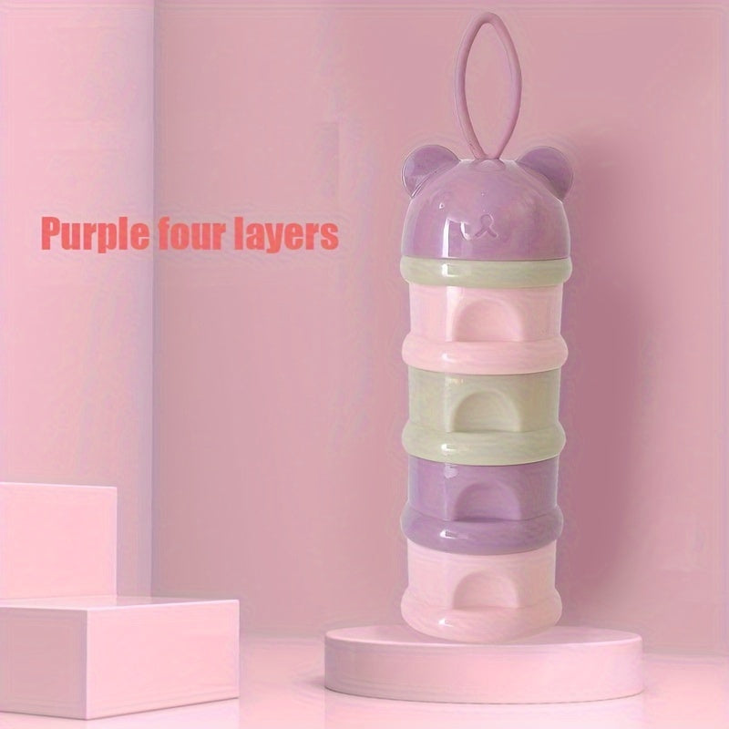 Portable 3-Layer & 4-Layer Baby Formula Dispenser – Cute Bear Snack Storage Container for Travel & Home