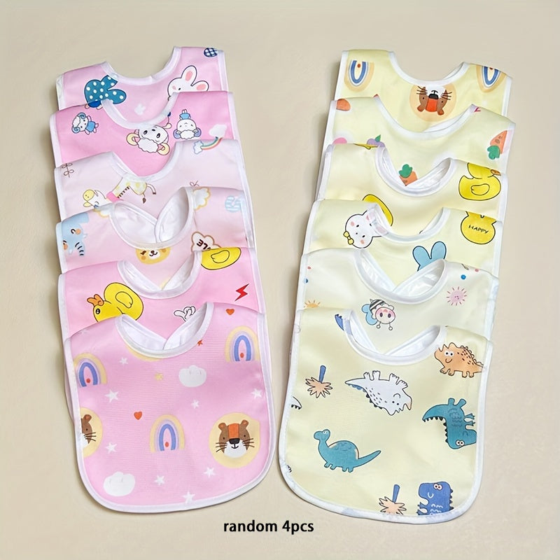 4/6pcs Set – Soft Crystal Velvet Baby Bibs with U-Shaped Pocket – Waterproof Drool Towels for Newborns & Toddlers (Random Cartoon Styles) - Kidzy Market