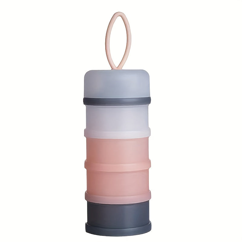 1pc Stackable 4-Layer Milk Powder Container – 480ml Portable Polypropylene Baby Formula Dispenser, Multi-Purpose Snack Storage Box for Infants & Toddlers – Bright Pink & Blue