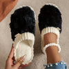 Women's Plush Winter Slippers – Cozy Indoor Home Slippers with Non-Slip PVC Sole, Soft Fabric Upper, Hand Washable