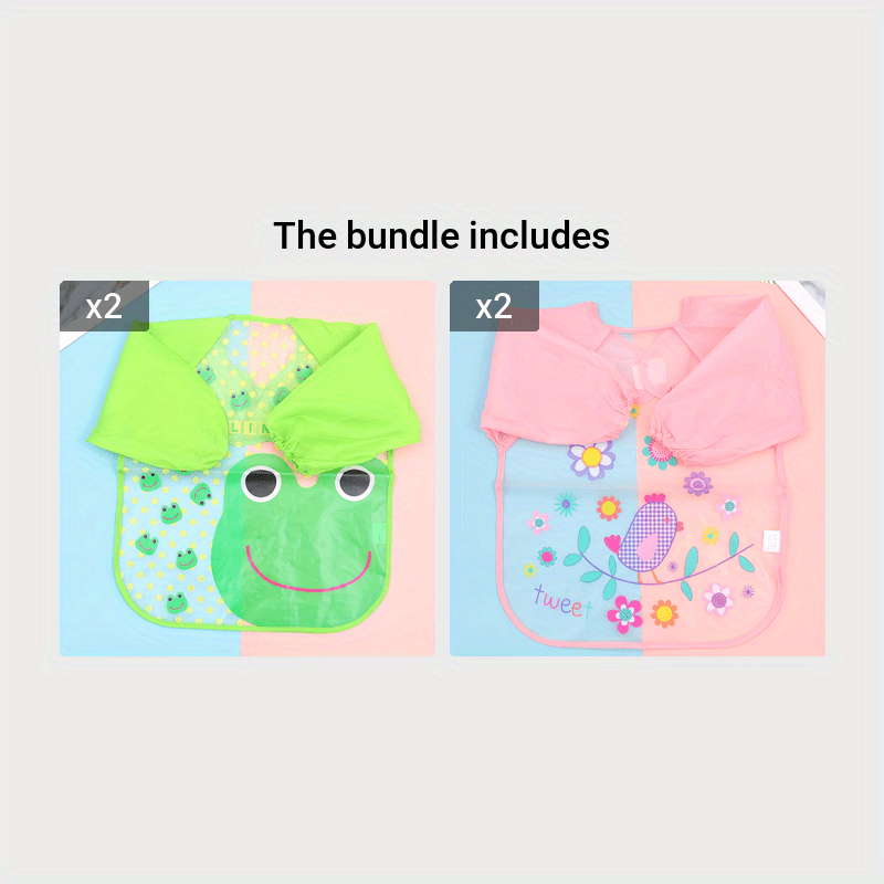 Waterproof Long-Sleeve Baby Bib – Reversible Cartoon Feeding Smock for Toddlers & Kids - Kidzy Market