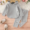 Baby Girls Striped Long Sleeve Top & Pants Set – Cozy Warm Outdoor Outfit