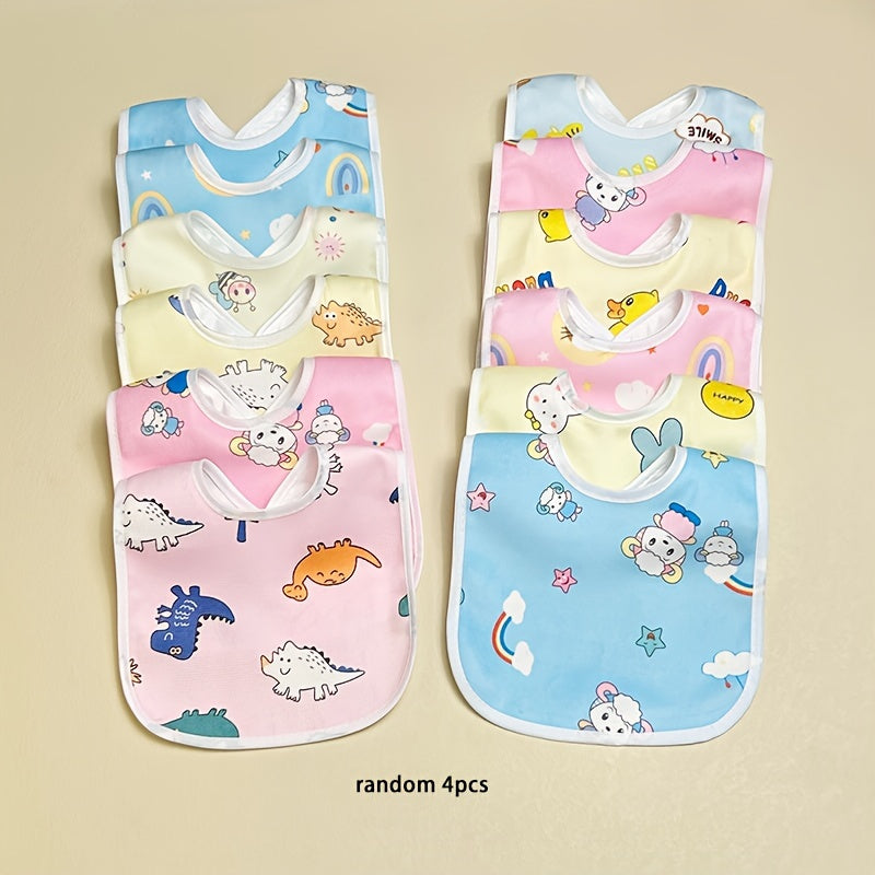 4/6pcs Set – Soft Crystal Velvet Baby Bibs with U-Shaped Pocket – Waterproof Drool Towels for Newborns & Toddlers (Random Cartoon Styles) - Kidzy Market