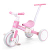 5-in-1 Convertible Baby Balance Bike & Trike with Parent Steering Handle, Detachable Foot Pedals — 4 All-Terrain Wheels, Cushioned Seat, Sturdy Frame — Pink & White, Ages 1-3