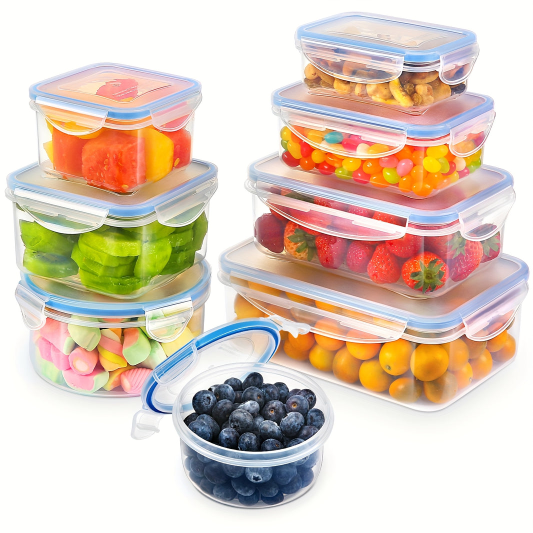 16-50PCS Food Storage Containers Set - BPA-Free Plastic Containers with Lids, Labels & Marker - Stackable, Leak-Proof, Reusable Kitchen Organizers for Meal Prep & Pantry Storage
