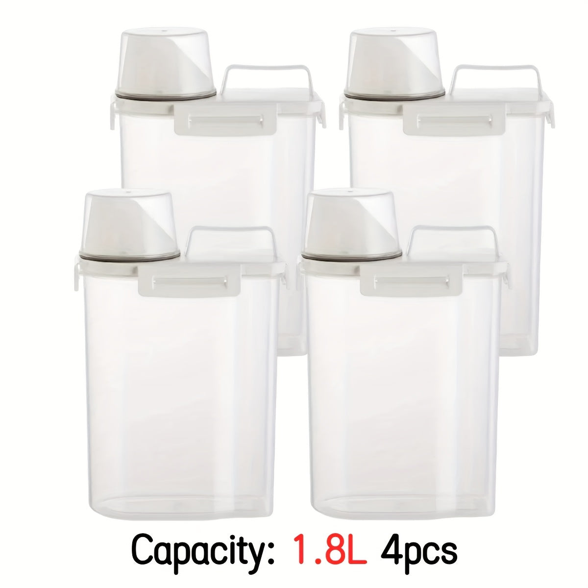 4pcs BPA-Free Plastic Food Storage Containers with Secure Lock – Moisture-Resistant, Clear & Stackable – Ideal for Grains, Nuts, Seeds, and More – Kitchen Organization Essentials