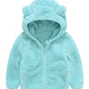 Baby Boys Hooded Plush Coat - 12 Months+ Soft Polyester Zipper Jacket