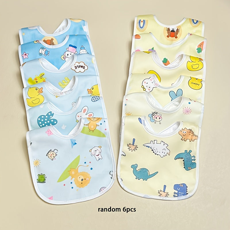 4/6pcs Set – Soft Crystal Velvet Baby Bibs with U-Shaped Pocket – Waterproof Drool Towels for Newborns & Toddlers (Random Cartoon Styles) - Kidzy Market
