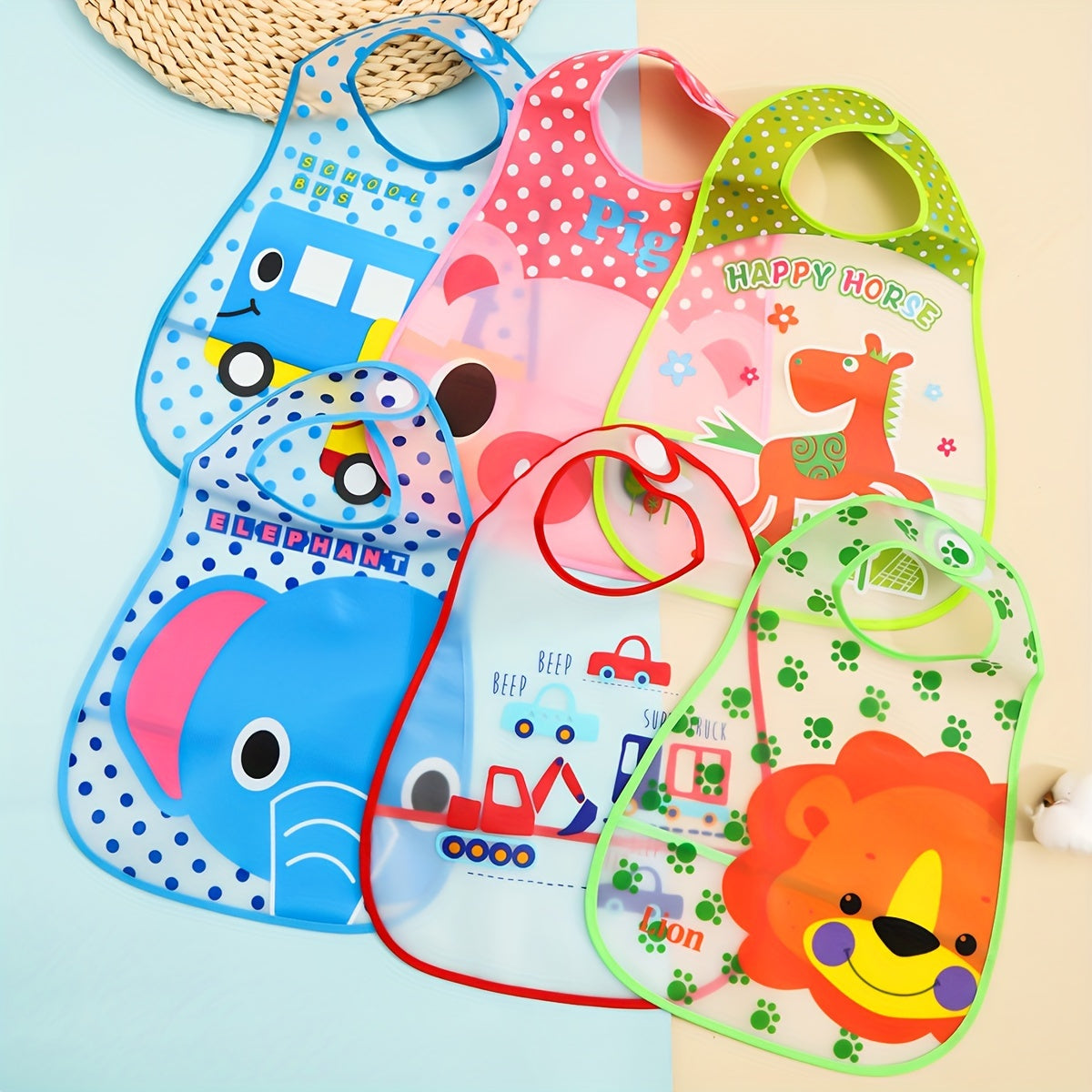 Waterproof Baby Feeding Bib with Magic Tape Closure – Soft, Sleeveless Polyester Bib for Toddlers & Kids - Kidzy Market