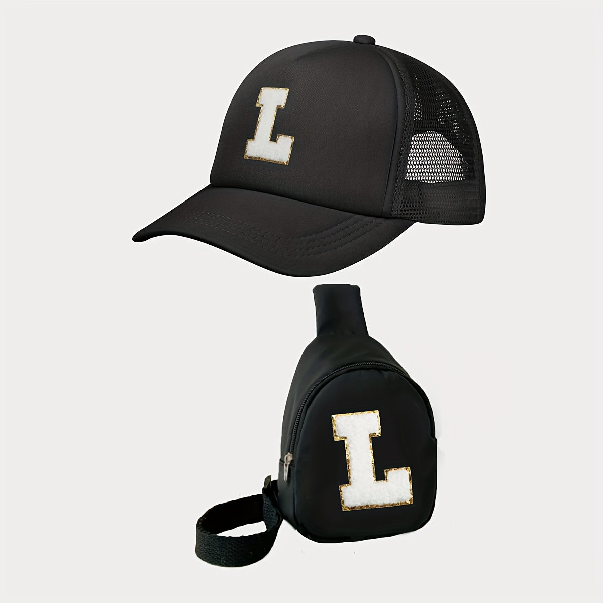 Kids Alphabet Baseball Cap & Shoulder Bag Set – Trendy & Breathable Polyester, Adjustable Buckle Closure, Perfect for All Seasons & Casual Wear, Ideal Gift for Boys & Girls (Ages 3-14) - Kidzy Market